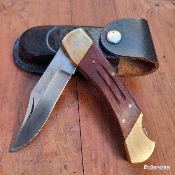 Gros Couteau L�OPARD Manche en Bois avec �tui en Cuir
