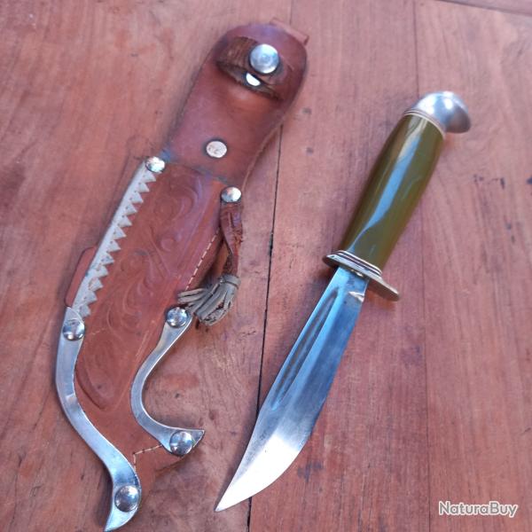 Joli Couteau PUUKKO FINLANDAIS Manche en R�sine avec Fourreau d Origine