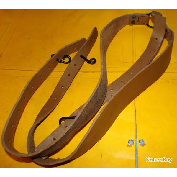 BRELAGE CUIR MILITAIRE DE L'ARMEE FRANCAISE , MODELE ANCIEN , FABRICATION FRANCAISE ,TRES BON ETAT