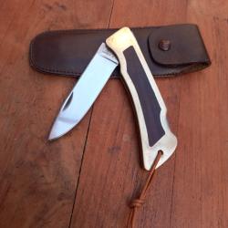Joli Couteau R&eacute;gional C.JUL.HERBERTZ Manche en Bois et Laiton + &Eacute;tui