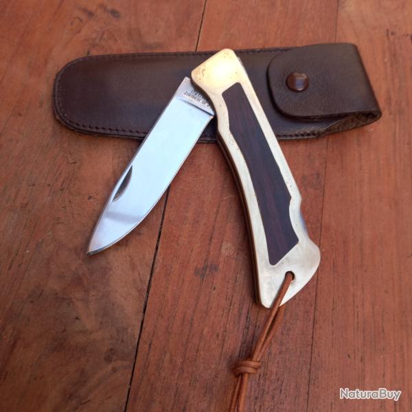 Joli Couteau R�gional C.JUL.HERBERTZ Manche en Bois et Laiton + �tui