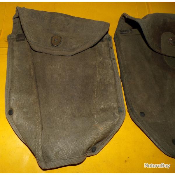 ARMEE AMERICAINE U.S : LOT DE 3 ETUIS ABIMES DE PELLE MILITAIRE MODELE ANCIEN  POUR RECUPERATION DE