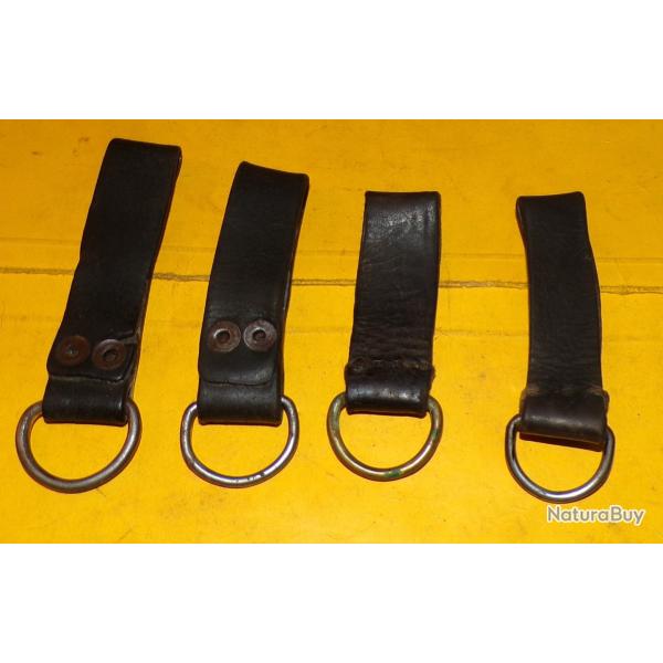 SUPPORT EN CUIR  EN LOT DE 4 POUR CEINTURON EN CUIR DE L'ARMEE FRANCAISE PERMETTANT D'ATTACHER UN BR