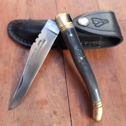 Joli Couteau CALMELS A LAGUIOLE Hors Concours Manche en Corne avec &Eacute;tui en Cuir