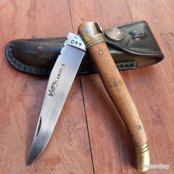 Joli Couteau R�gional LAGUIOLE HYPPOCAMPE ARTAUD CHAUSSON Manche en Bois avec �tui en Cuir