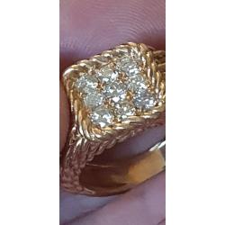 PIECE UNIQUE DESSIN&Eacute;E AVEC MON JOAYER D'UNE SOMPTUEUSE CHEVIALIERE OR 18K PAV&Eacute;E DE 9 DIAMANTS DE 0.1