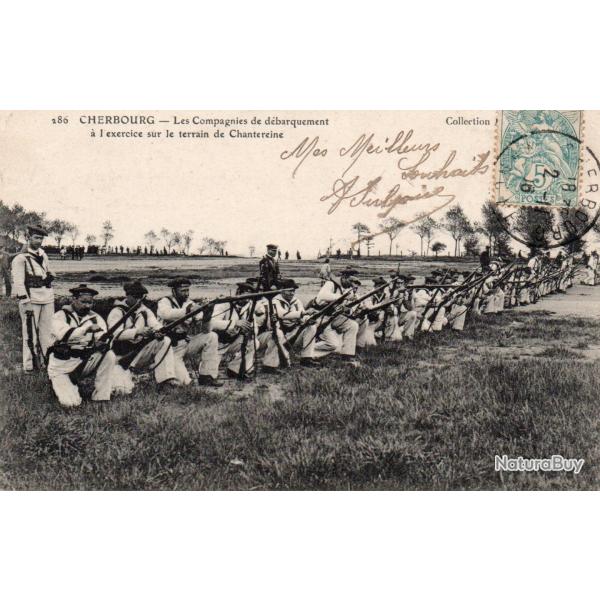Carte postale Cherbourg - Les Compagnies de d�barquement � l'exercice  -N�8303