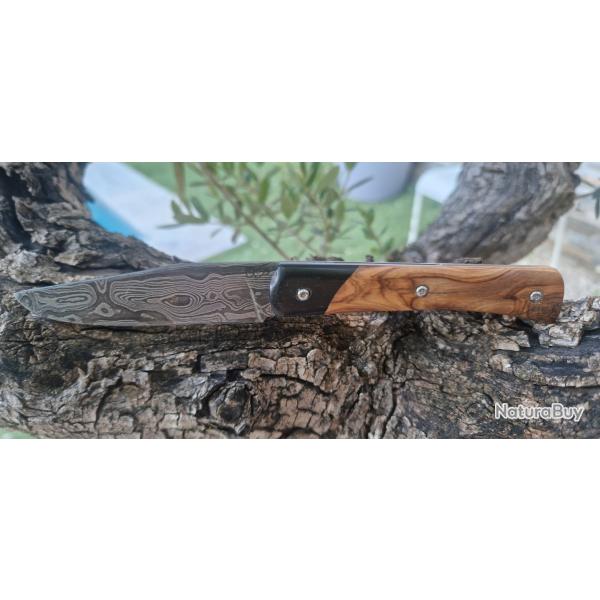Couteau pliant damas 100 % artisanale