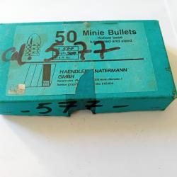 BALLE MINI&eacute; H&N 577 - Ogives plomb .580 .577 H&N - Boite de 50