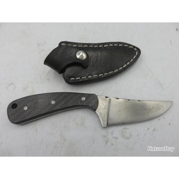 COUTEAU ARTISANAL MANCHE TYPE CARBONE ETUI CUIR