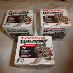 lot de 3 boites de 500  cartouches winchester wildcat 22lr