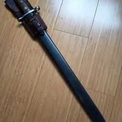 superbe ba&iuml;onnette de pionnier Suisse Ord. 14 TBE avec gousset cuir