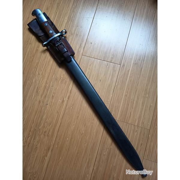 superbe ba�onnette de pionnier Suisse Ord. 14 TBE avec gousset cuir