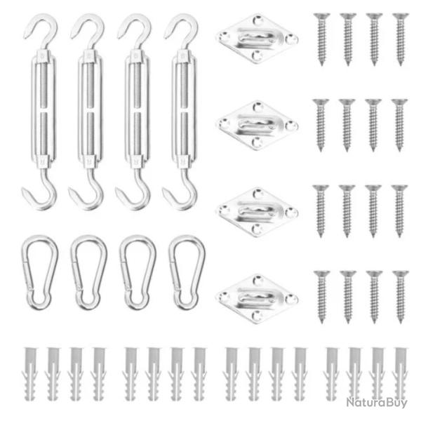 Accessoires voile ombrage acier inoxydable 12 pcs fixation r�glable