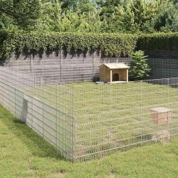 Enclos d'animaux en libert&eacute; 48panneaux 54x100 cm fer galvanis&eacute;