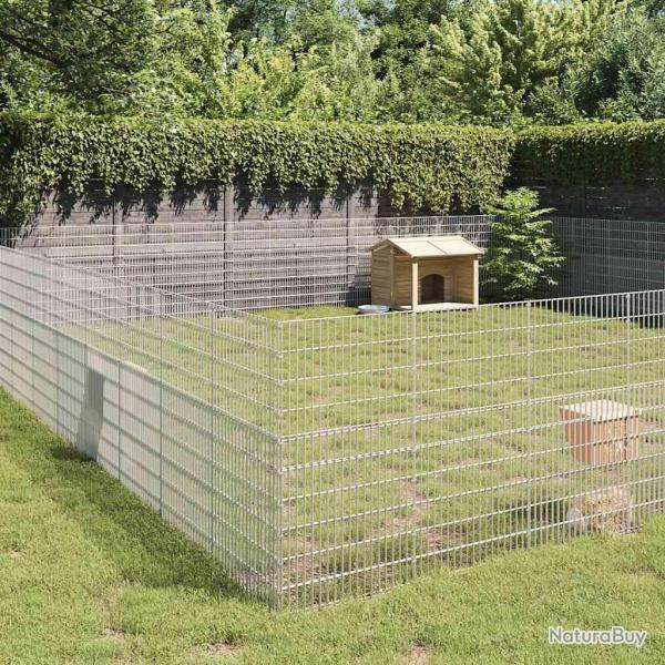 Enclos d'animaux en libert� 48panneaux 54x100 cm fer galvanis�