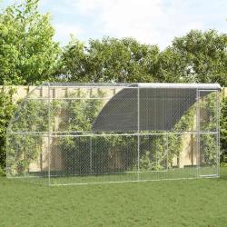 Cage &agrave; poules 2 pcs Argent&eacute; 400 x 200 x 200 cm Acier et PE