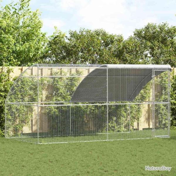 Cage � poules 2 pcs Argent� 400 x 200 x 200 cm Acier et PE