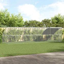 Cage &agrave; poules 4 pcs Argent&eacute; 800 x 200 x 200 cm Acier et PE