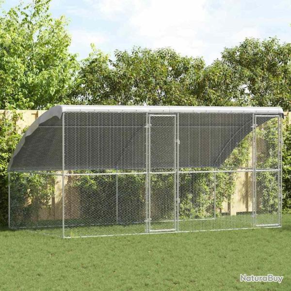 Cage � poules 2 pcs Argent� 400 x 200 x 200 cm Acier galvanis�