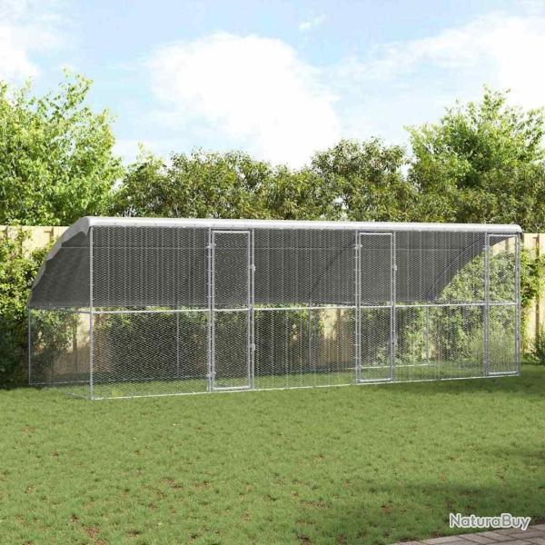 Cage � poules 3 pcs Argent� 600 x 200 x 200 cm Acier galvanis�