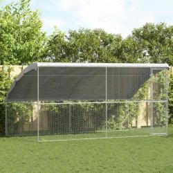 Cage &agrave; poules 2 pcs Argent&eacute; 400 x 200 x 200 cm Acier galvanis&eacute;