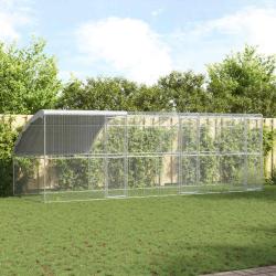 Cage &agrave; poules 3 pcs Argent&eacute; 600 x 200 x 200 cm Acier et PE