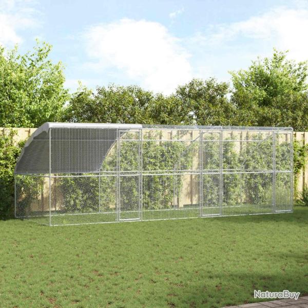 Cage � poules 3 pcs Argent� 600 x 200 x 200 cm Acier et PE