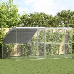 Cage &agrave; poules 2 pcs Argent&eacute; 400 x 200 x 200 cm Acier et PE
