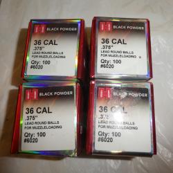lot de 4 boites balles PN hornady cal 36