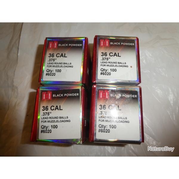 lot de 4 boites balles PN hornady cal 36
