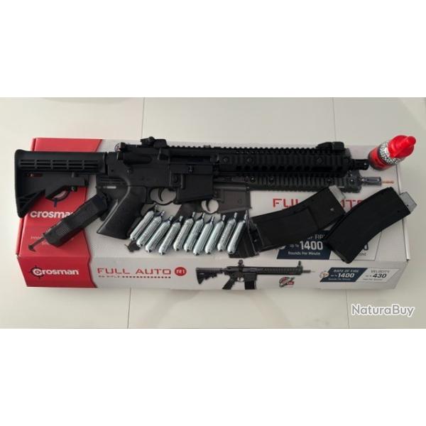PACK Carabine Crosman R1 full-auto, calibre 4.5 mm BB + Chargeur 300 Billes + 10 CO2 + 1500 plombs
