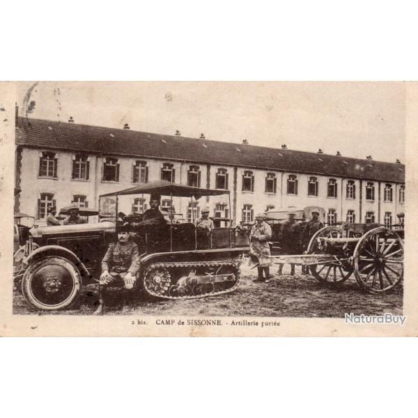 Carte postale ancienne - Camp de Sissonne - Artillerie port�e -N�8325