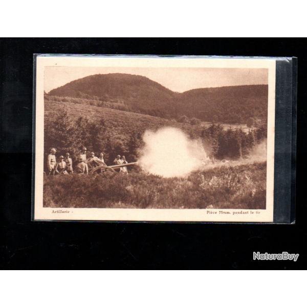 artillerie pi�ce 75 mm pendant le tir cpa mailly le camp