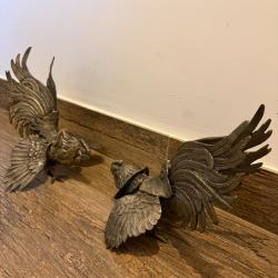 Coq en bronze argent&eacute;