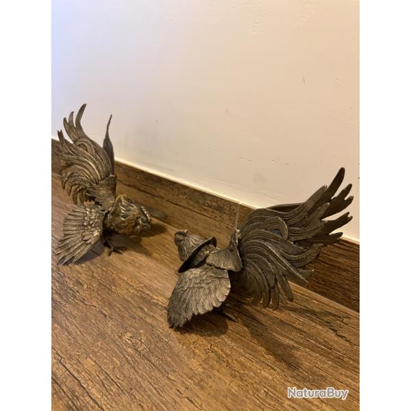 Coq en bronze argent�