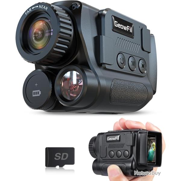 Monoculaire Vision Nocturne 4K Infrarouge Zoom 8X 40MP �cran 2" Carte 32Go Chasse Camping