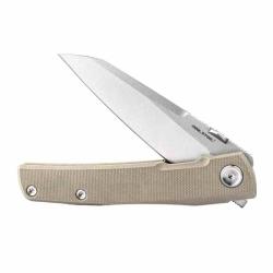 Couteau Real Steel Destra Lame Sheepsfoot Acier Nitro-V Manche G10 Tan Liner Lock Flipper RS7221C