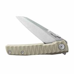 Couteau Real Steel Destra Lame Sheepsfoot Acier Nitro-V Manche G10 Rainur&eacute; Tan Liner Lock RS7222C