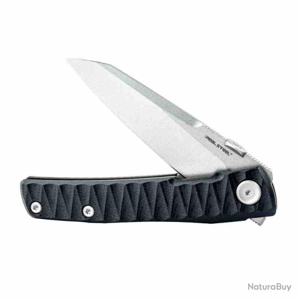 Couteau Real Steel Destra Lame Sheepsfoot Acier Nitro-V Manche G10 Rainur� Black Liner Lock RS7222B