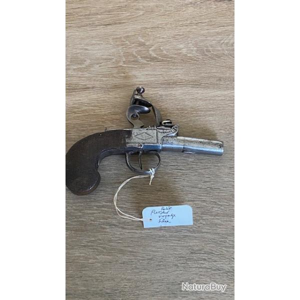 magnifique pistolet de voyage a silex