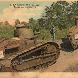 Carte Postale Ancienne - Chars en Manoeuvre &agrave; La Courtine (Creuse)  -N&deg;8353