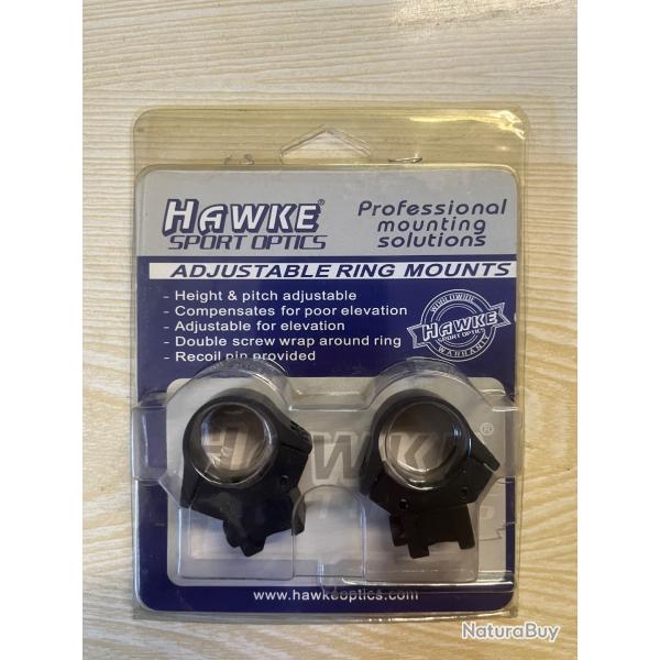 Collier de fixation pour lunette de diam�tre 25,4mm de marque hawke