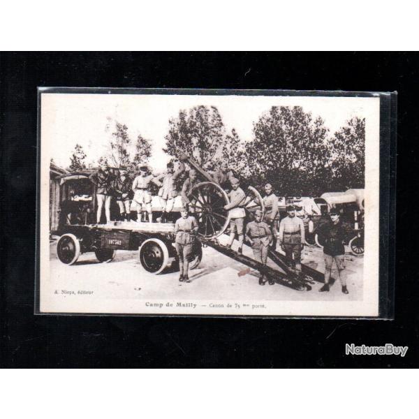 canon de 75 port� , artillerie camp de mailly