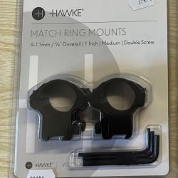 Collier de fixation pour lunette de diam&egrave;tre 25,4 mm de marque hawke