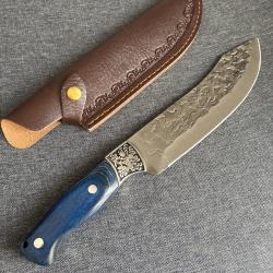 Couteau droit neuf avec &eacute;tui bleu