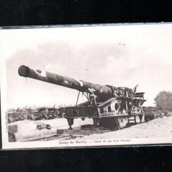 canon de 340 mm berceau , artillerie camp de mailly sur rails