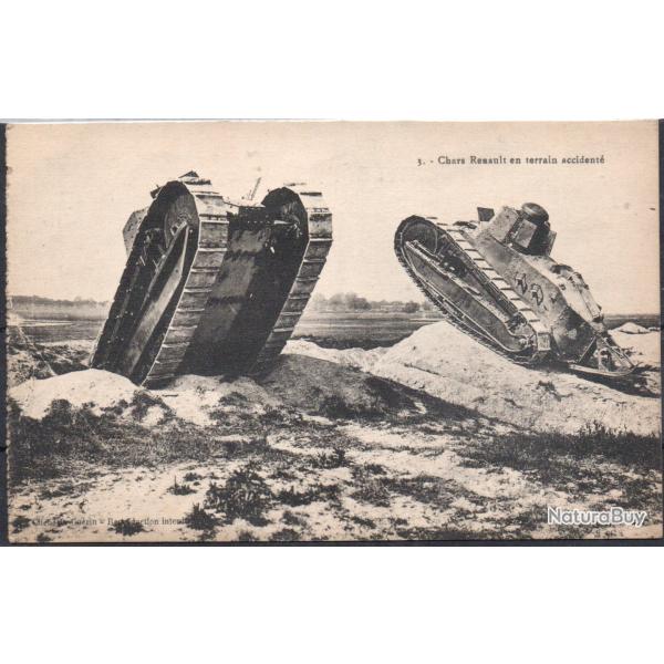 Carte Postale Ancienne Chars Renault en terrain accident� -N�8360