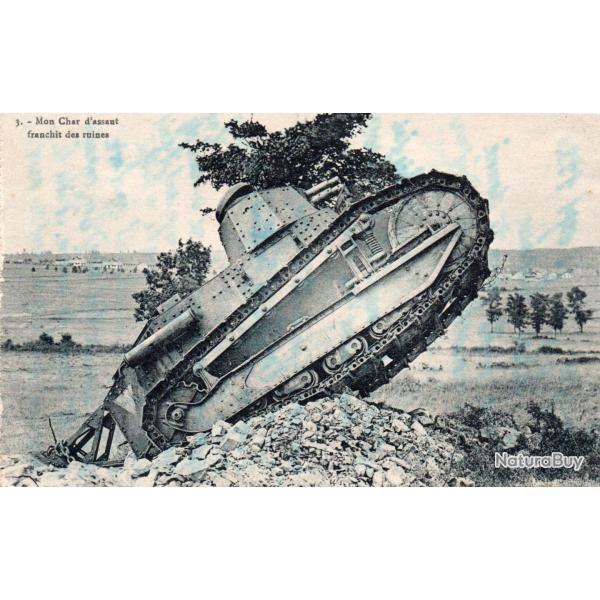 Carte Postale Ancienne - Char d'assaut franchit des ruines -N�8362