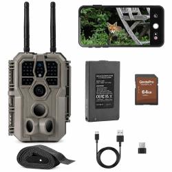 Cam&eacute;ra de Chasse WiFi E8 2.0 Pro 64MP 4K Batterie Rechargeable 7800mAh Carte SD 64 Go Incluse